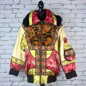 Otello Pelle Vtg Boho Cotton Puffer Jacket Large Patchwork Festival Lagenlook